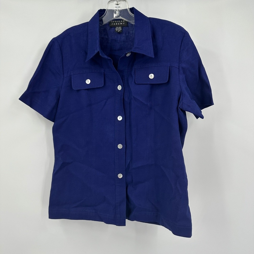 Spenser Jeremy Womens Lagenlook Linen Top Size 10 Minimalist Capsule Coastal